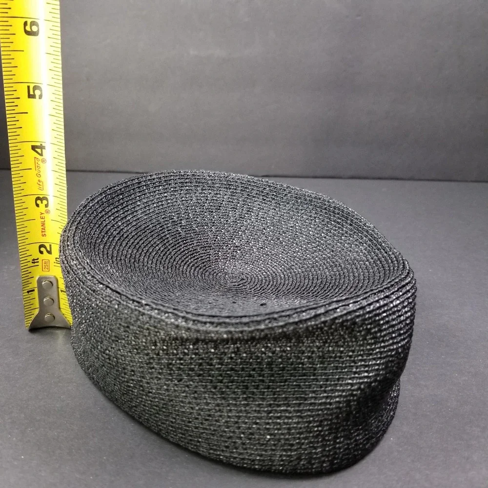 Vintage Black Woven Straw Pillbox Hat with‎ Interior Hair Combs Retro Formal